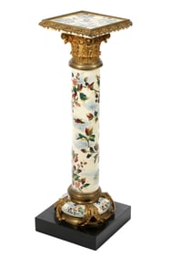French Porcelain and Gilt Bronze Pedestal