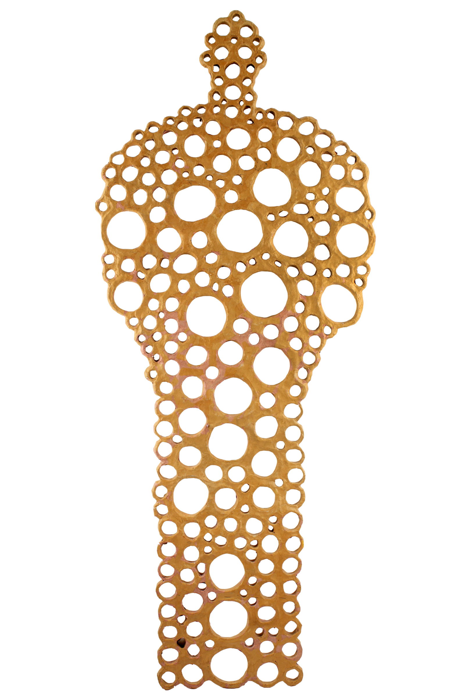 9' Monumental Alexander Ney Paper Mache Sculpture: NEY, Alexander, (Russian/American, b. 1939): Exceptionally large paper mache figure of a man with holes throughout, scattered paint, no visible signature. Overall approx. 113" h. x 45.5" x 2". Conditi