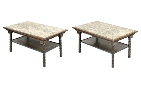 Pair French Marble Top Center Tables