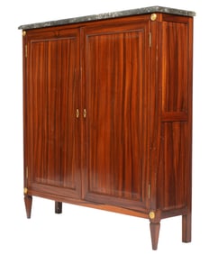 2 DOOR MARBLE TOP CABINET MAHOGANY