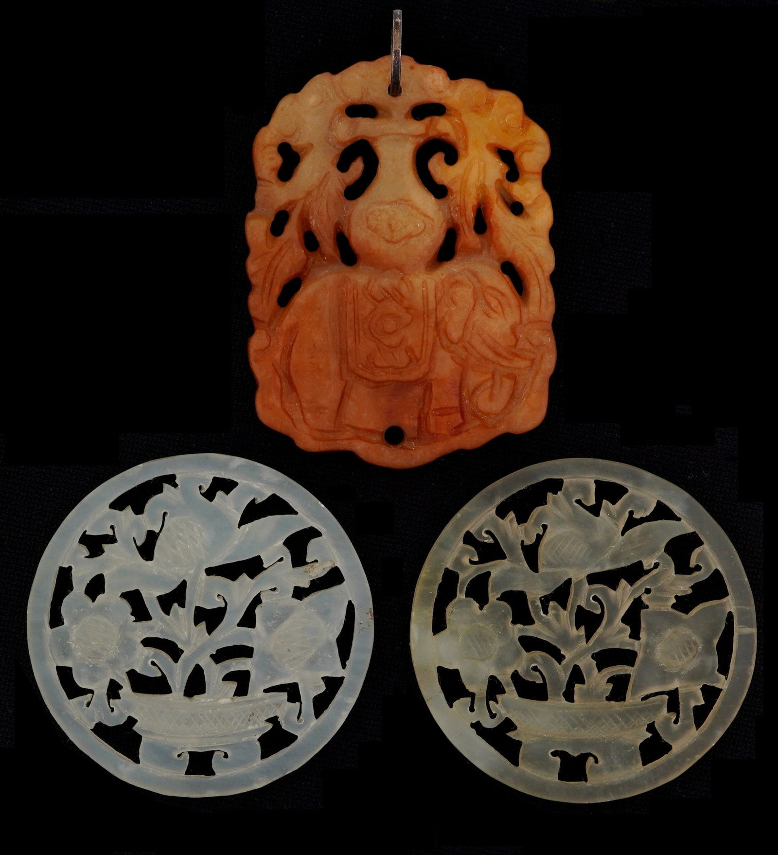 Three Chinese Carved Jade Pendants (1 of 3)