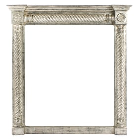 Carved Silver Gilt Wood Over Mantle Mirror