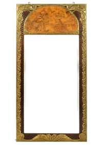 Syrian Embossed Brass Frame Wall Mirror