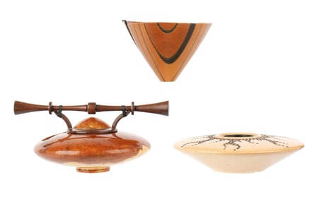 Three Piece Turned Wood Objects