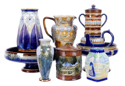 Eight Piece Royal Doulton Lambeth Stoneware