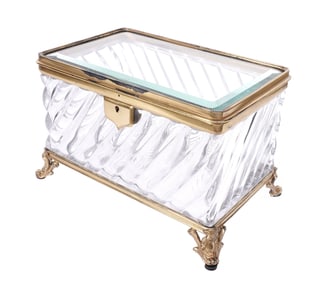 French Brass and Glass Jewelry Casket