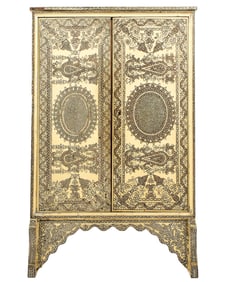 Ornate Mother of Pearl Inlaid Cabinet / Armoire