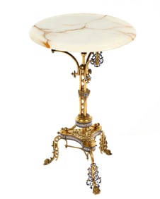 Louis XVI Onyx & Champleve Bronze Side Table