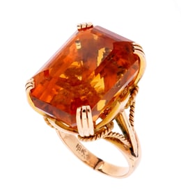 18k Gold and Large Iolite Solitaire Ring