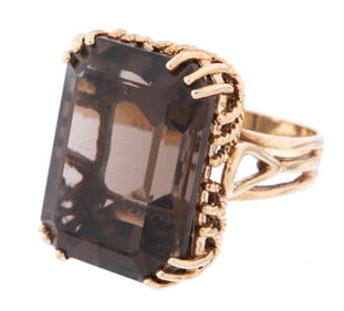 MEI 10k Gold and Smoky Quartz Ring