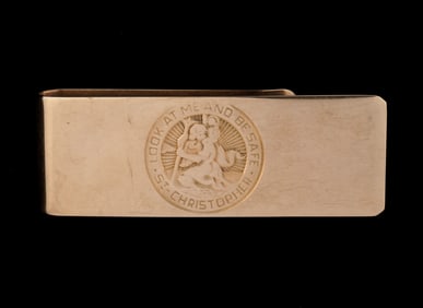 14k Gold St. Christopher Money Clip marked Tiffany & Co.