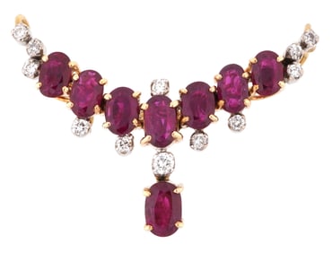 14k Gold Ruby and Diamond Signed Slide Pendant