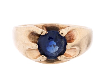 14k Gold and Sapphire Solitaire Ring