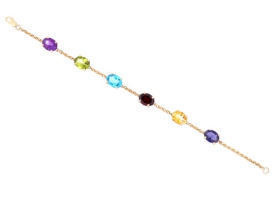 14k Gold Multi Stone Bracelet