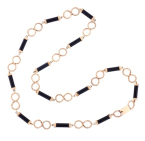 LONG NECKLACE BLACK ONYX 14K GOLD