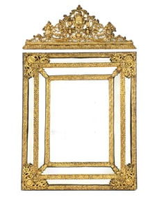 Dutch Repousse Brass Cushion Wall Mirror