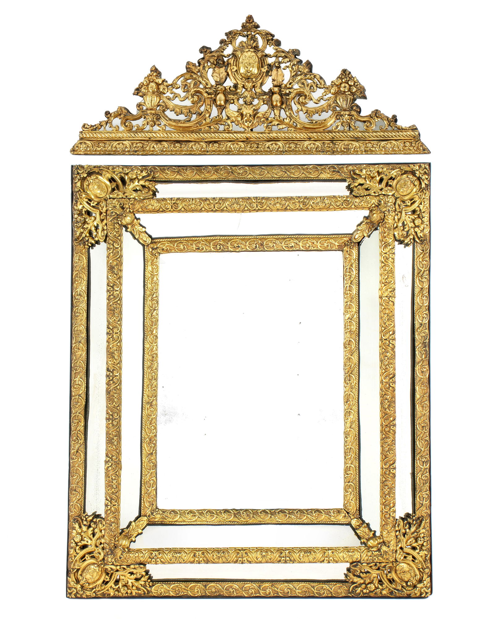 Dutch Repousse Brass Cushion Wall Mirror (1 of 6)