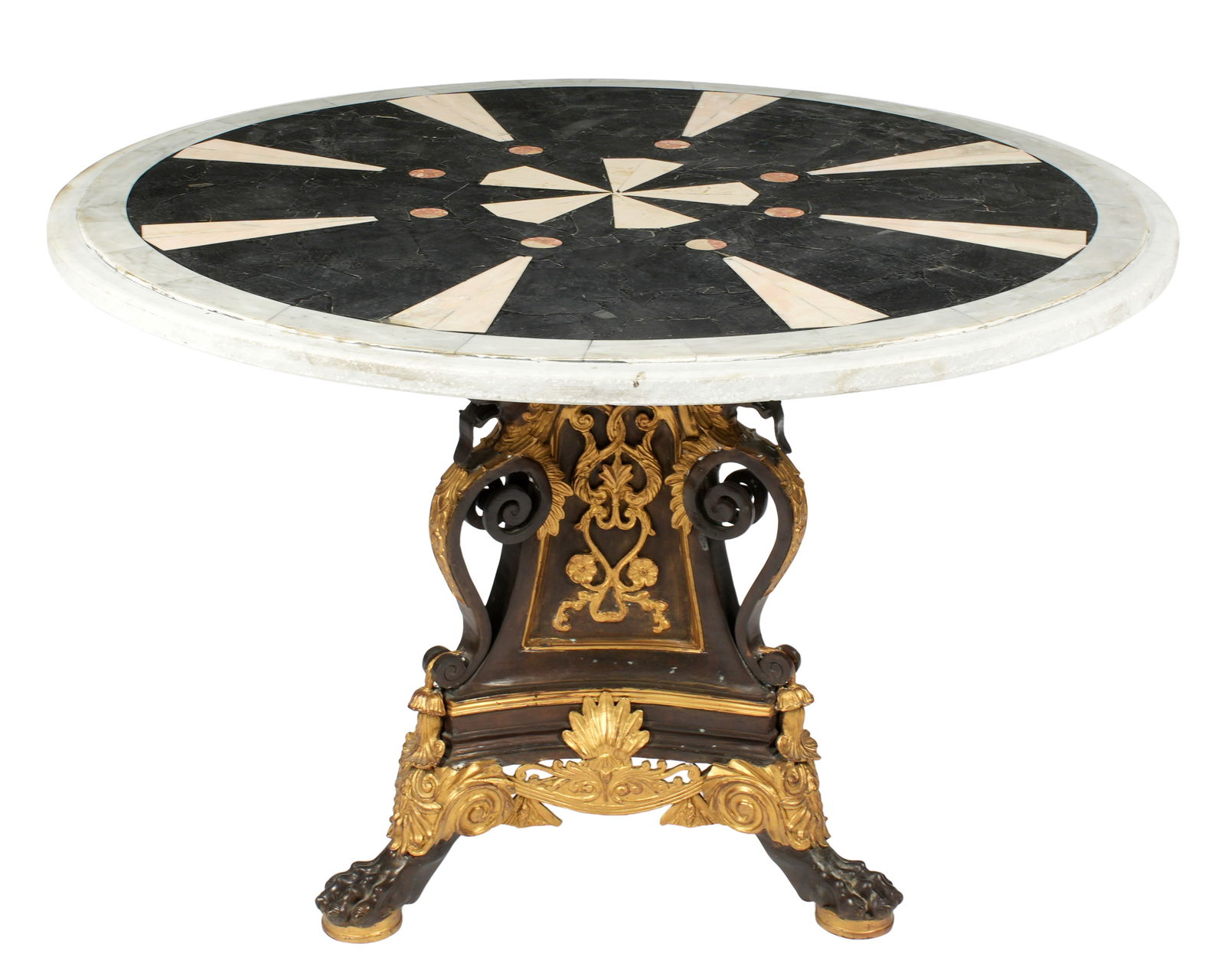 Italian Parcel Gilt Bronze Pietra Dura Top Center Table (1 of 5)