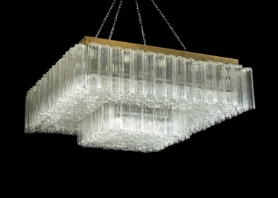 Large Attrib. Venini Tronchi Square Chandelier