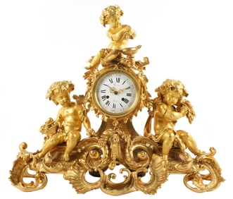 Impressive French Figural Gilt Bronze Mantle Clock