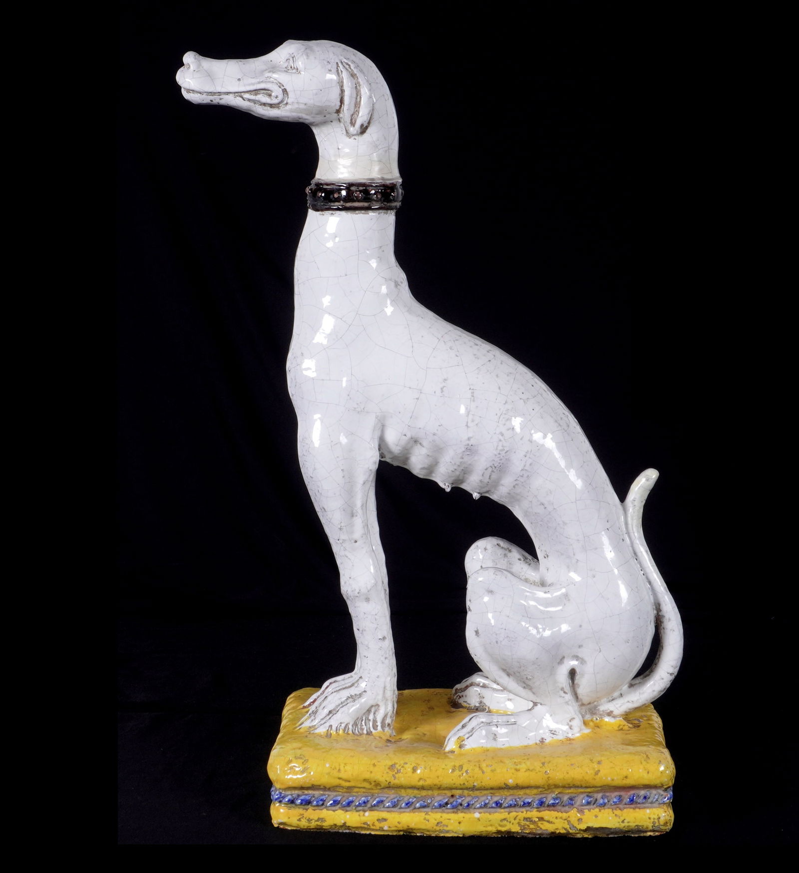 Italian Faience Majolica Whippet Greyhound Dog (1 of 10)