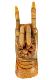 Chinese Carved Stone Buddha Hand & Dragon