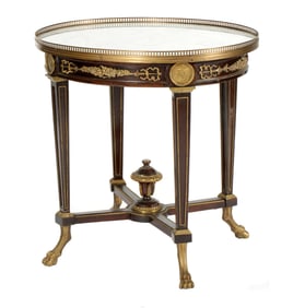 French Belle Epoque Marble Top & Brass Side Table