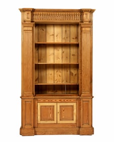 Large French Carved Pine Bookcase