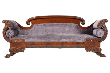 19th Century Carved Empire Sofa with Cornucopia
