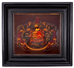 Georgian Heraldic Coat of Arms Painted Coach Panel