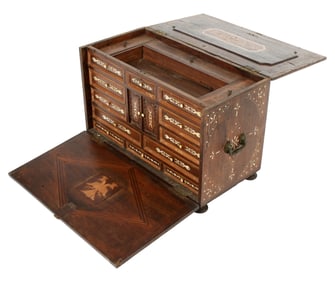 Antique Spanish Colonial Bone Inlaid Vargueno