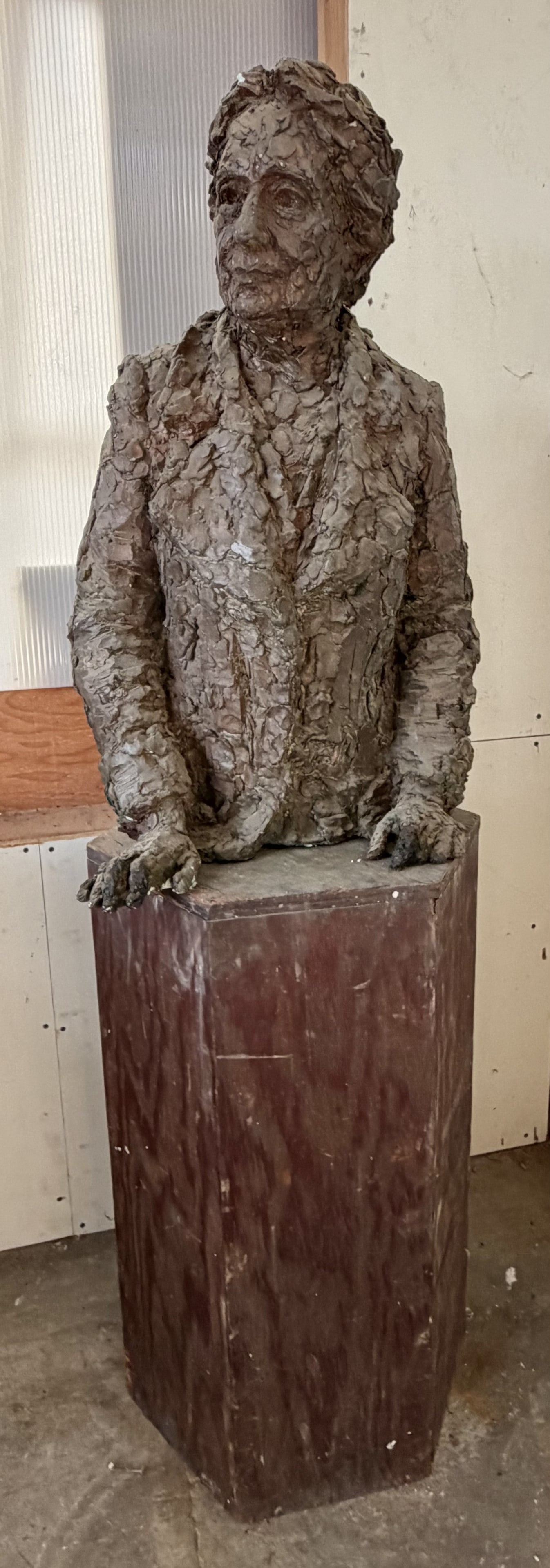 Robert Berks Plaster Henrietta Szoid Sculpture: BERKS, Robert, (American, 1922-2011): Plaster half body sculpture of Henrietta Szoid (1860-1945), founder of Hadassah, the Womens Zionist Organization of America, and also co-founded Ihud. Sculpture m