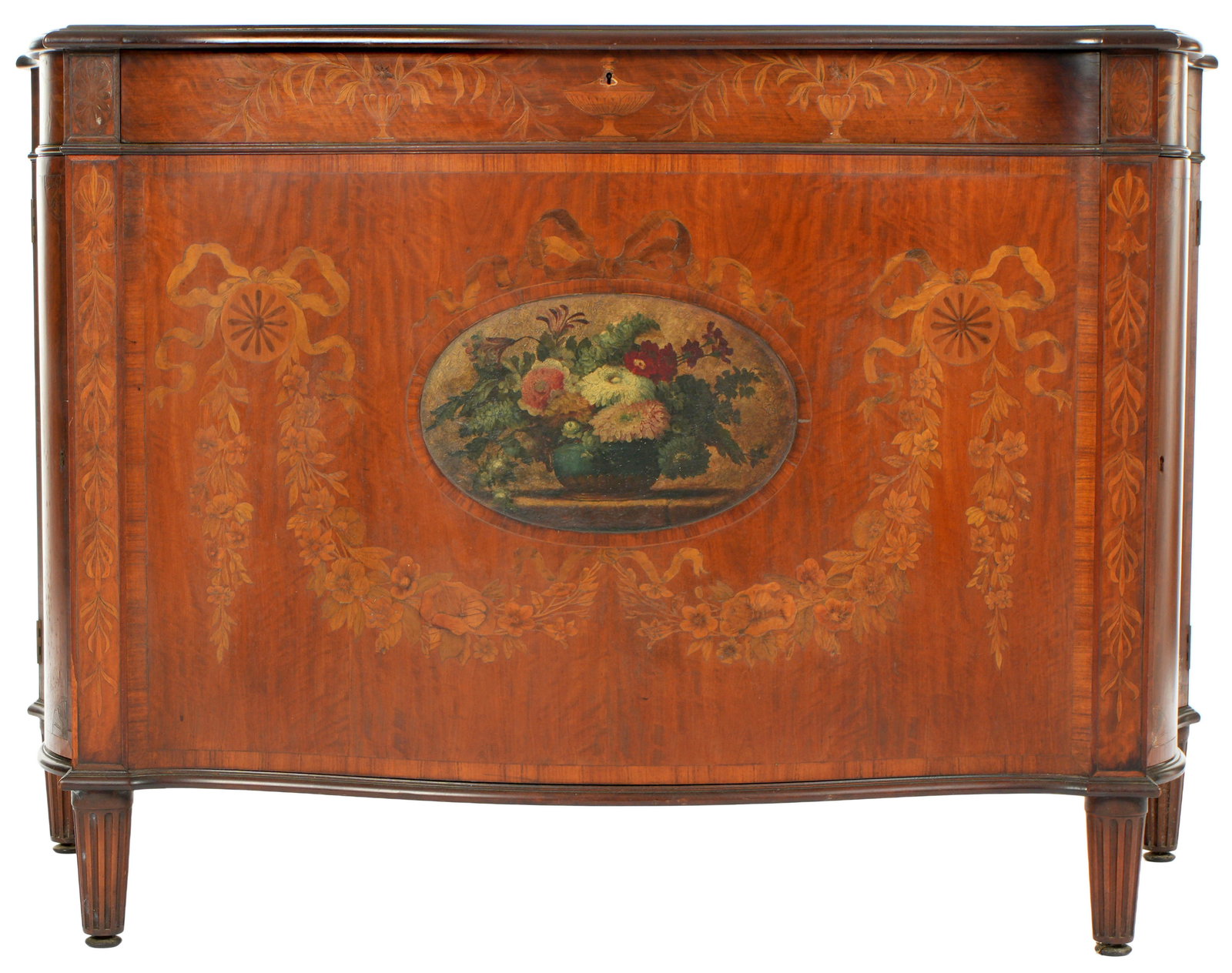 Pair Inlaid English Hepplewhite Serpentine Cabinets - 11