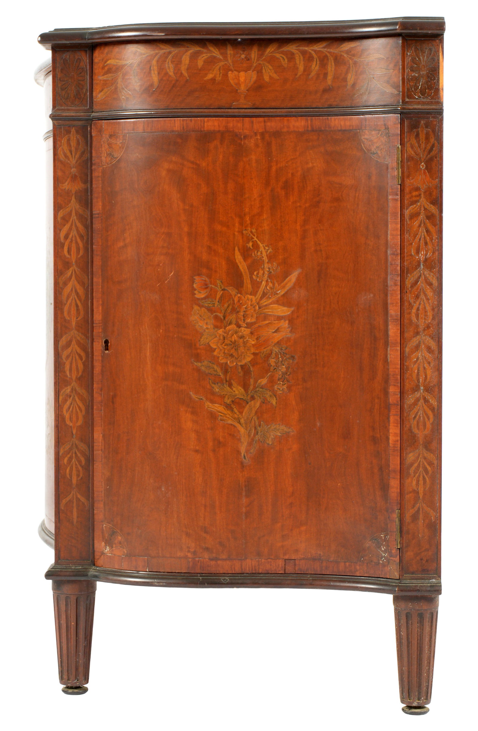 Pair Inlaid English Hepplewhite Serpentine Cabinets - 15