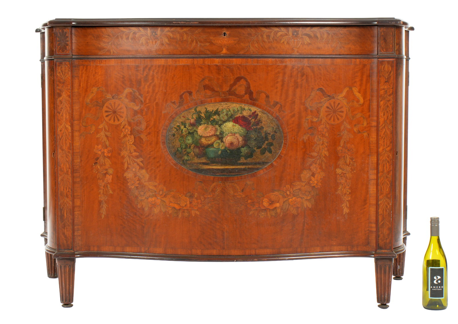 Pair Inlaid English Hepplewhite Serpentine Cabinets - 2