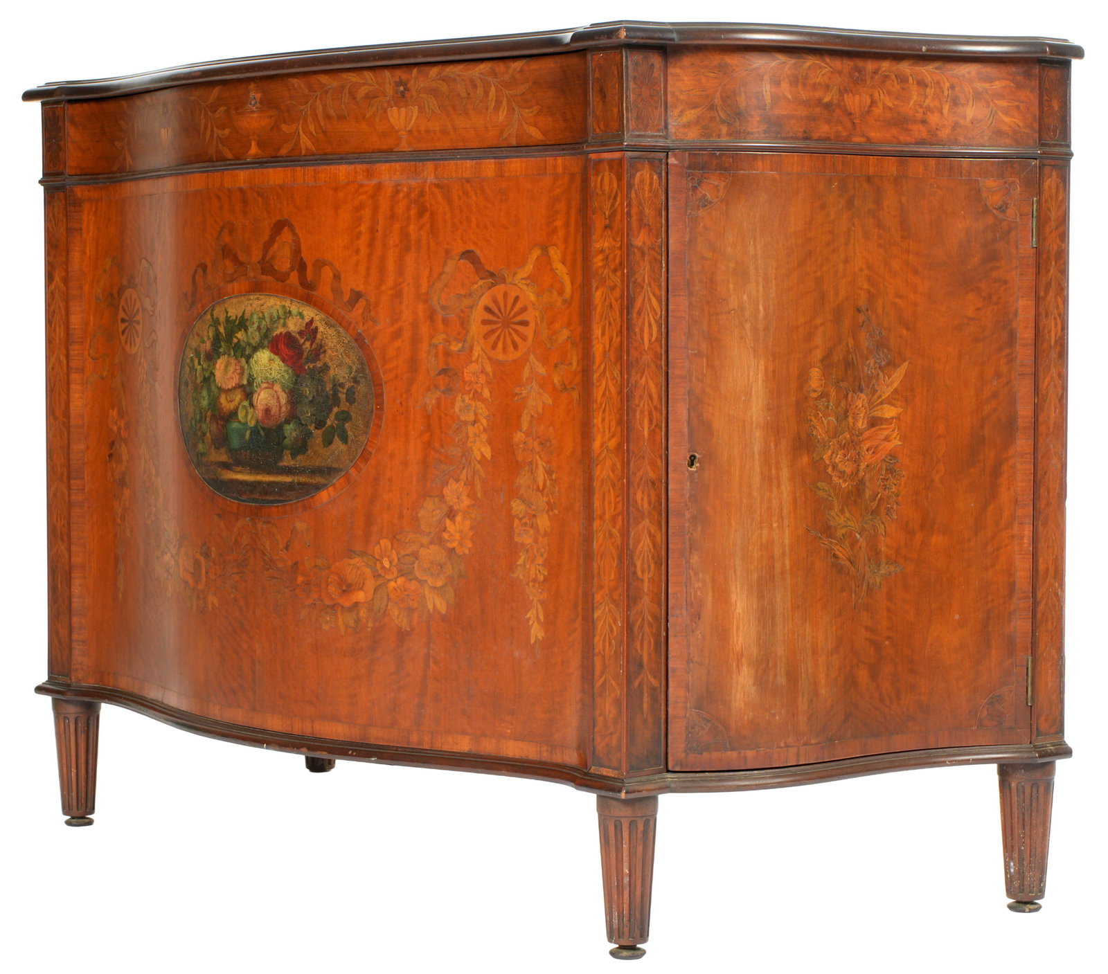 Pair Inlaid English Hepplewhite Serpentine Cabinets - 4