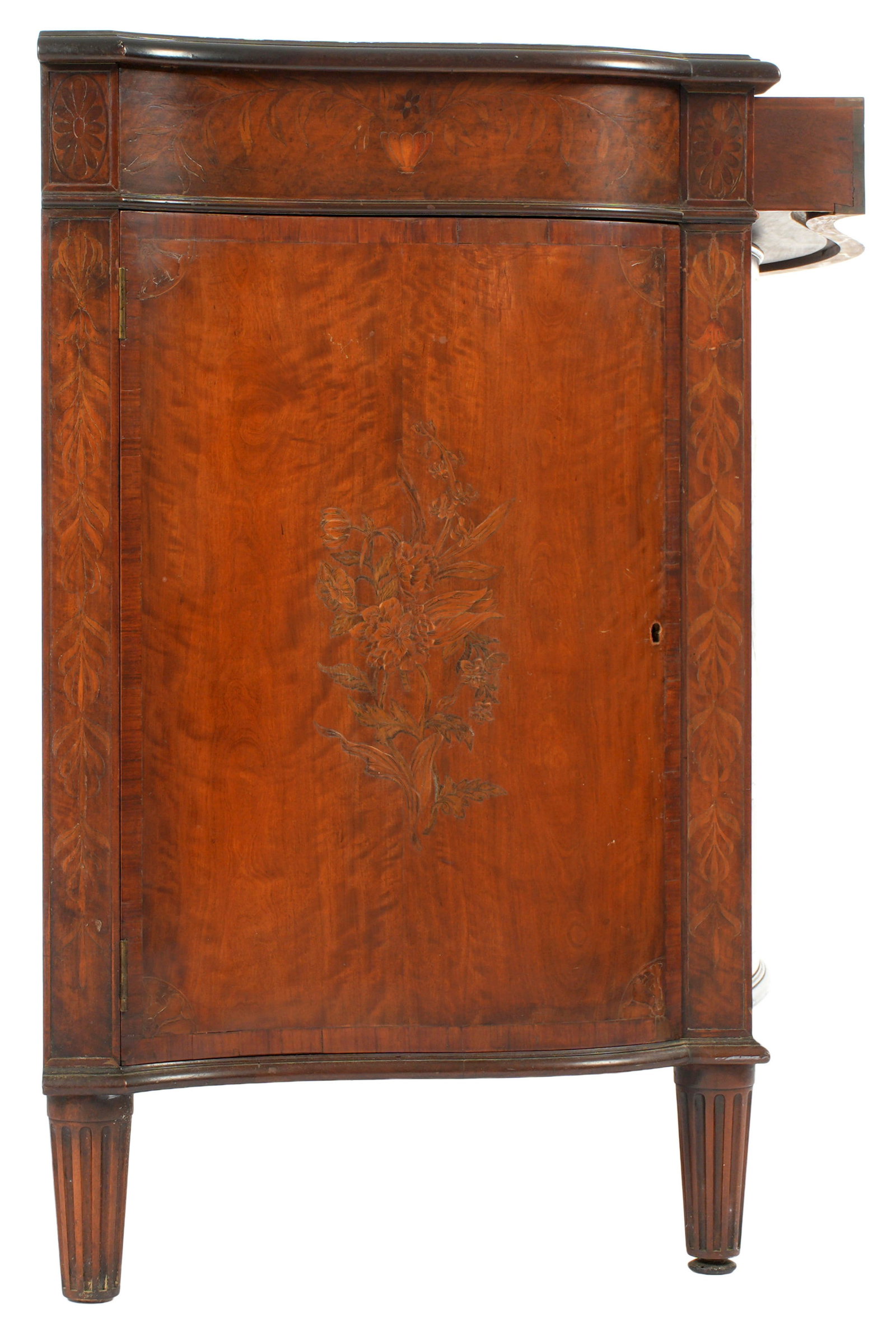 Pair Inlaid English Hepplewhite Serpentine Cabinets - 8