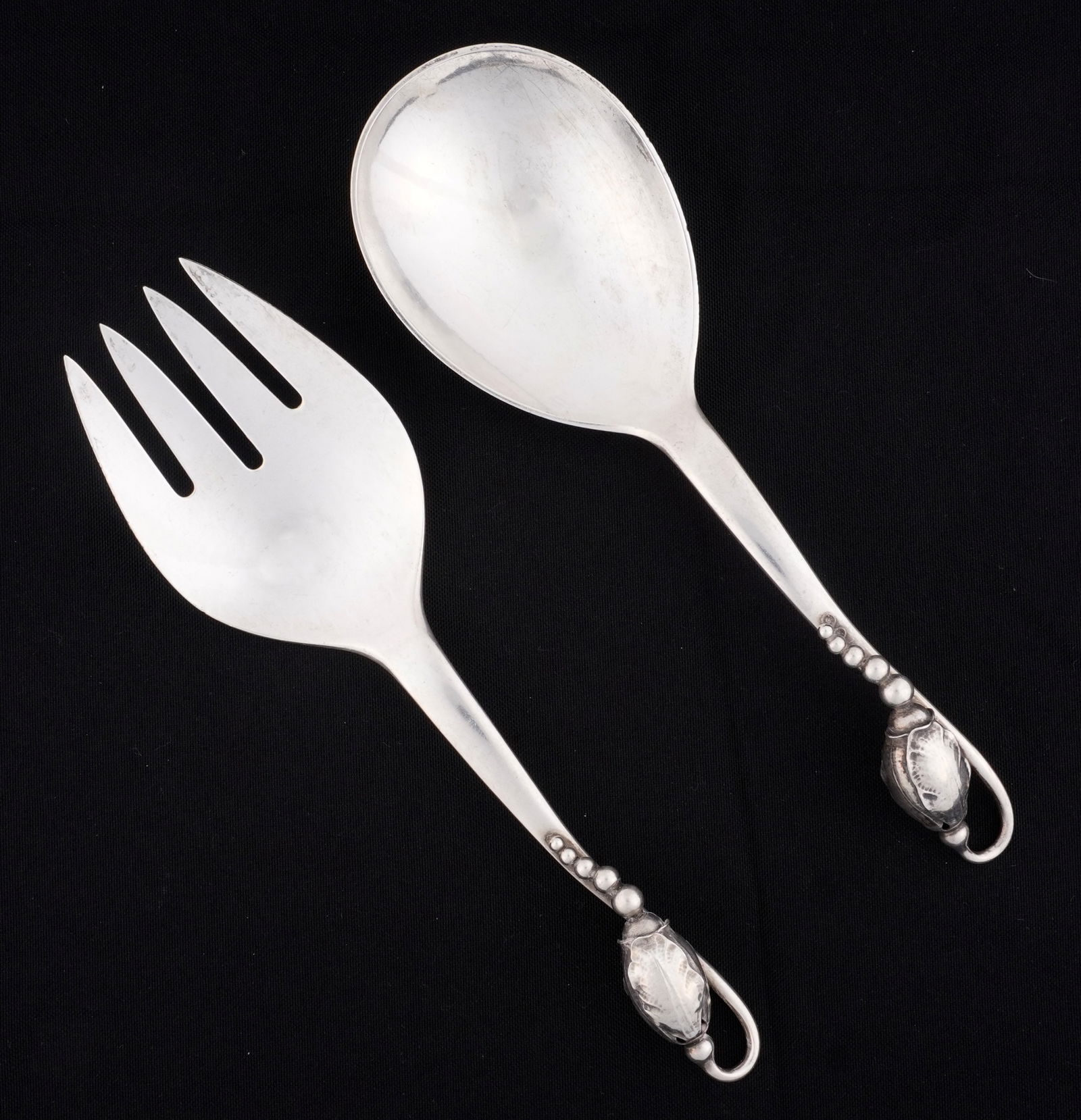 Georg Jensen Blossom Sterling Salad Set (1 of 3)
