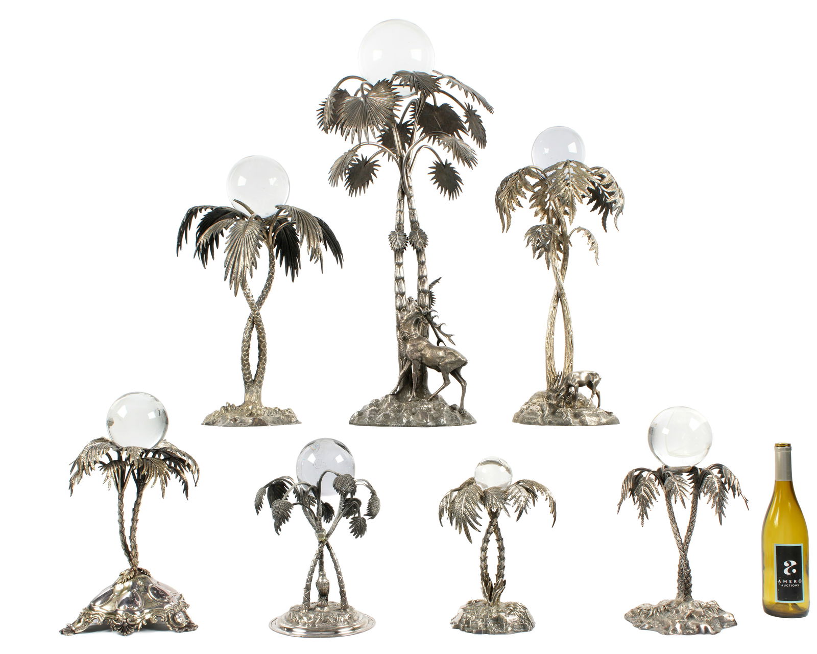Seven Silverplate Elkington Style Palm Tree Epergnes - 2