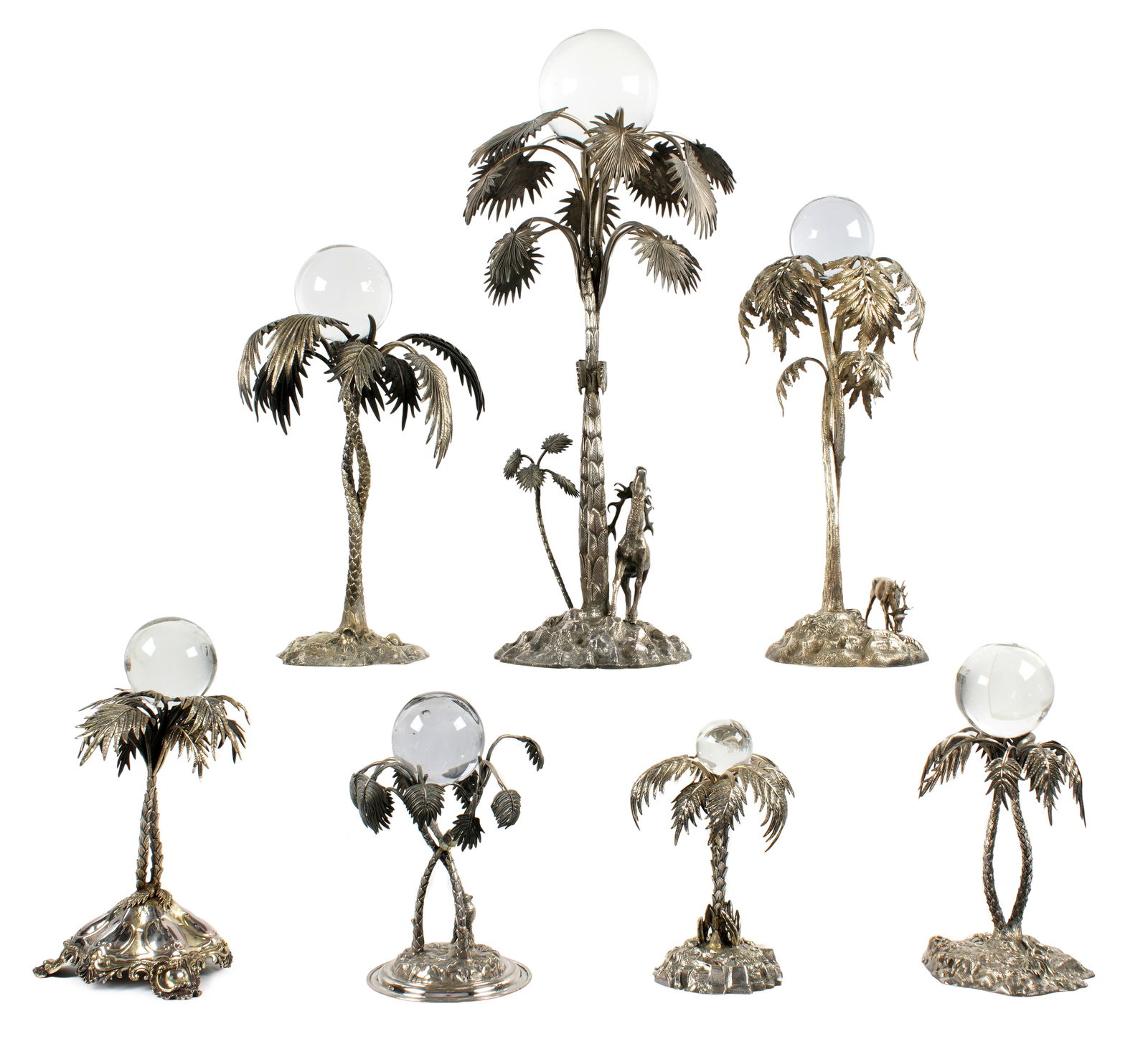 Seven Silverplate Elkington Style Palm Tree Epergnes - 5