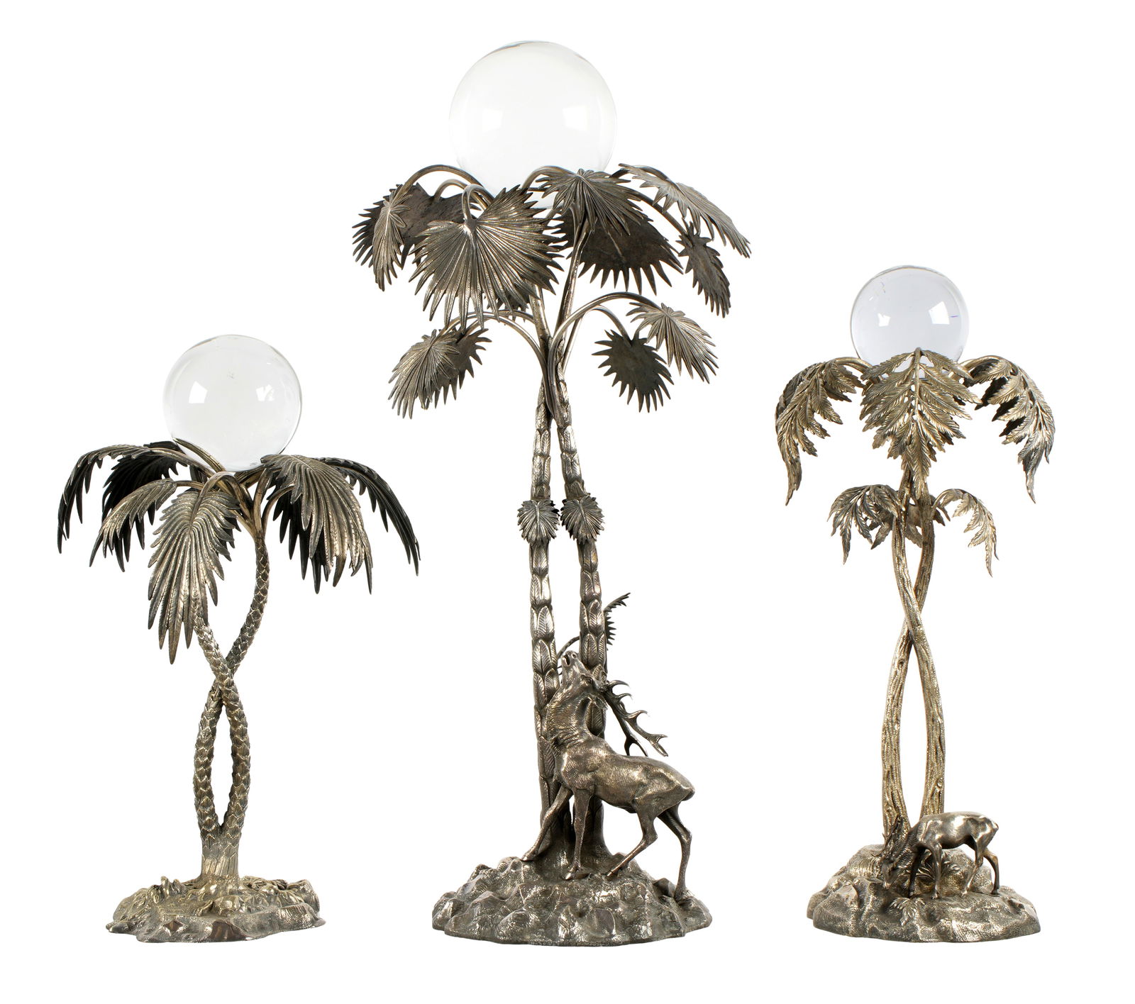 Seven Silverplate Elkington Style Palm Tree Epergnes - 6