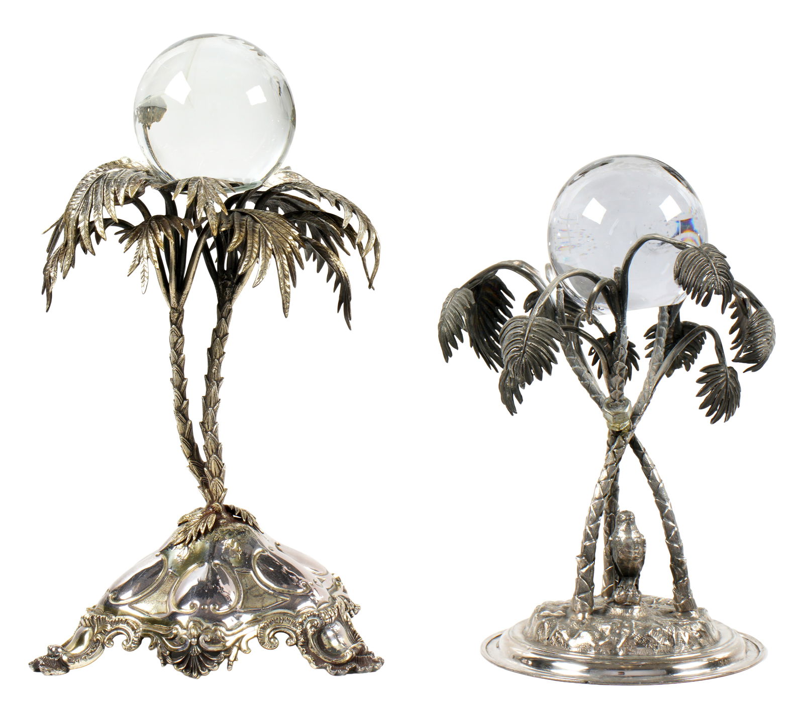 Seven Silverplate Elkington Style Palm Tree Epergnes - 7