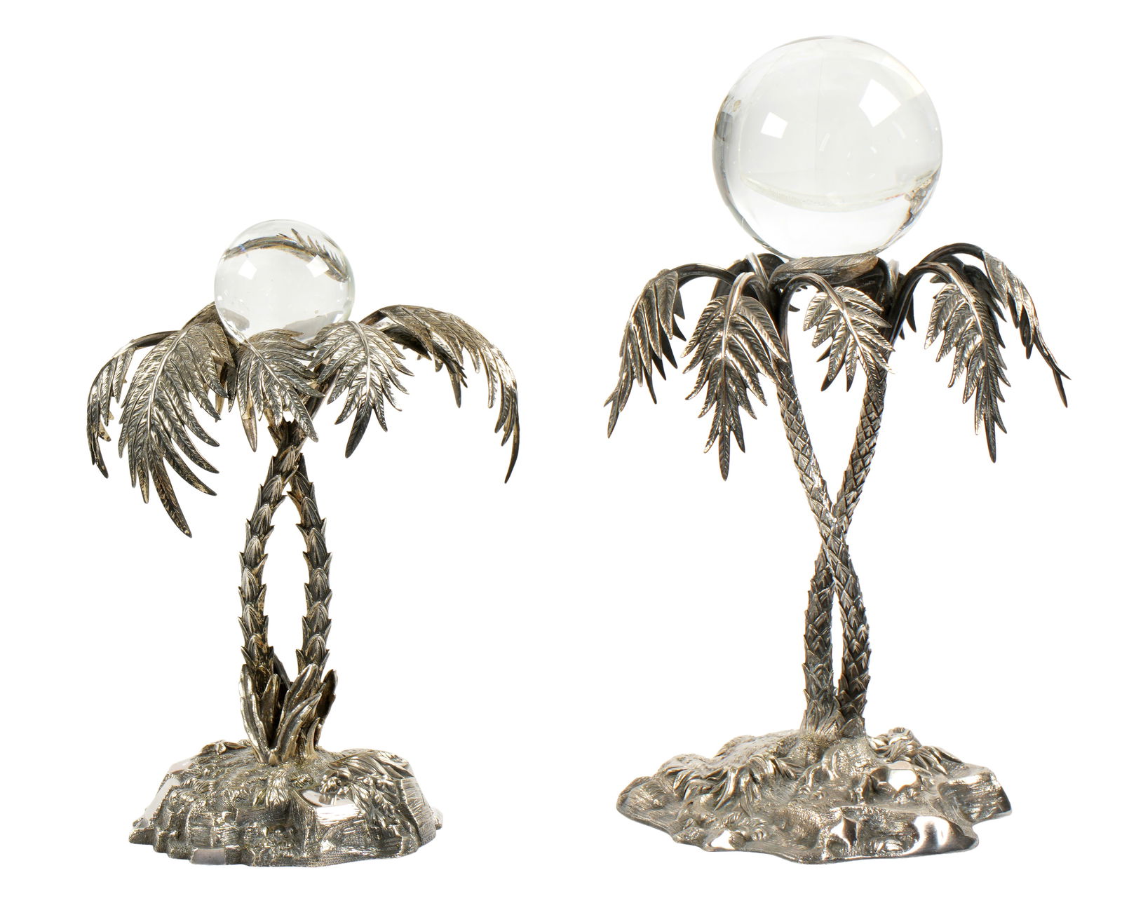 Seven Silverplate Elkington Style Palm Tree Epergnes - 8