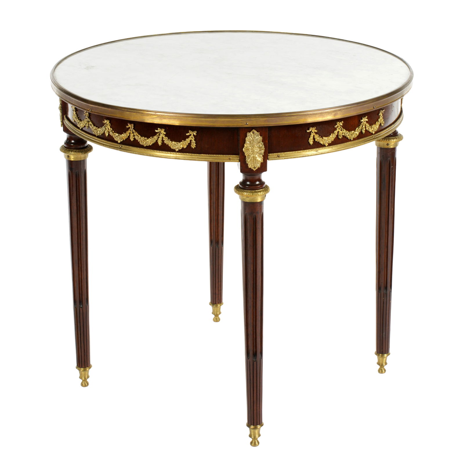 French Louis XVI Style Marble Top Bouillotte Table (1 of 7)