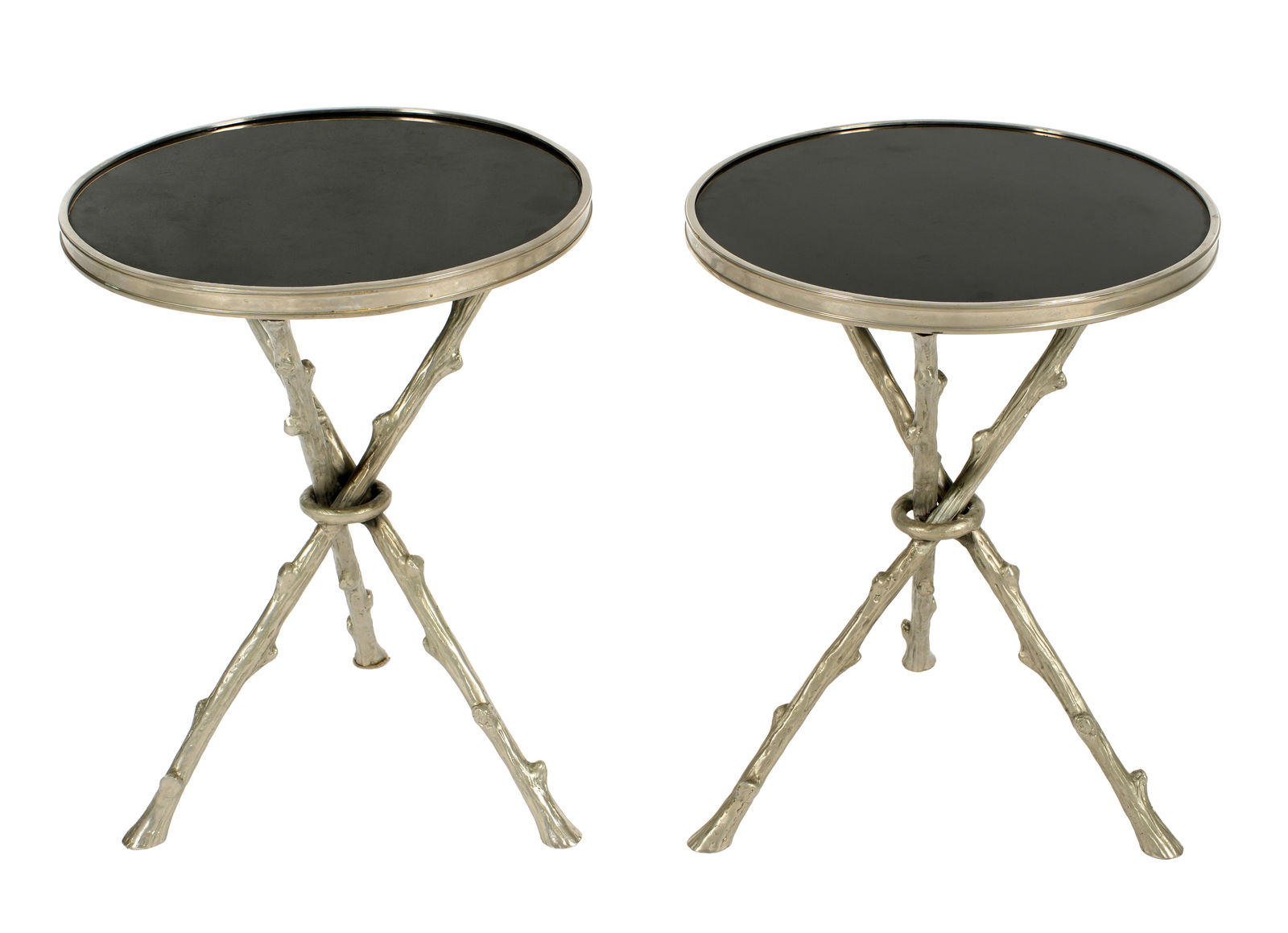 Pair French Marble Top Silvered Gueridon Tables (1 of 7)