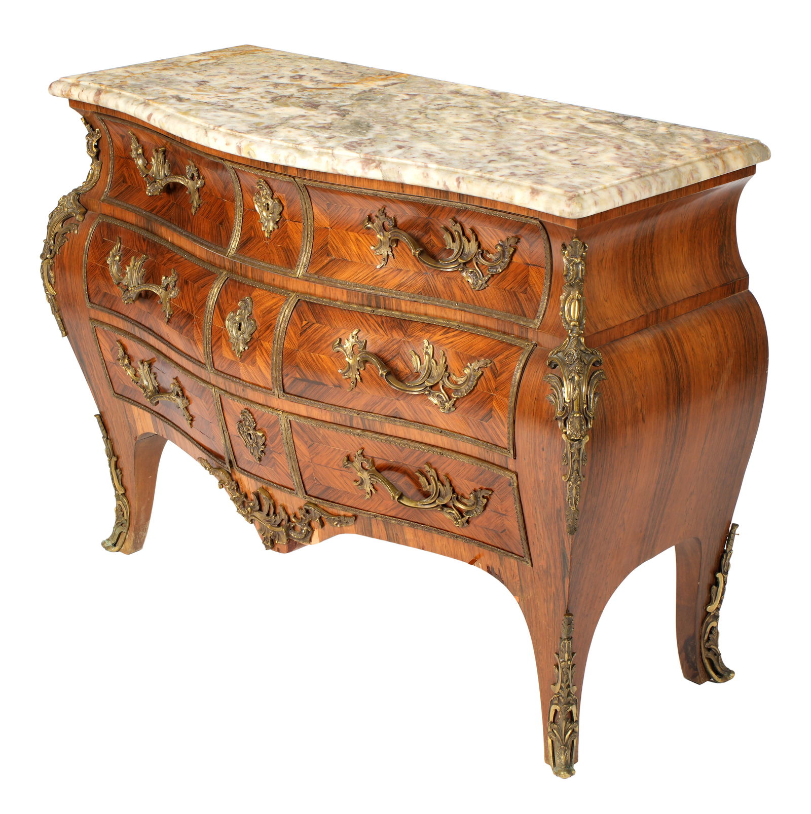 Louis XV Style Bombe Marble Top Commode (1 of 10)
