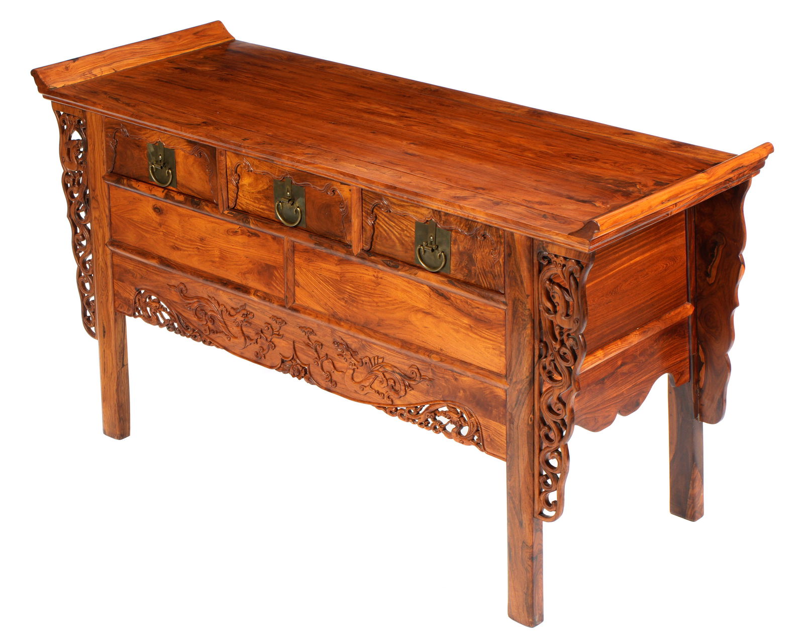 Ornate Chinese Huanghuali Altar Table Sideboard (1 of 8)