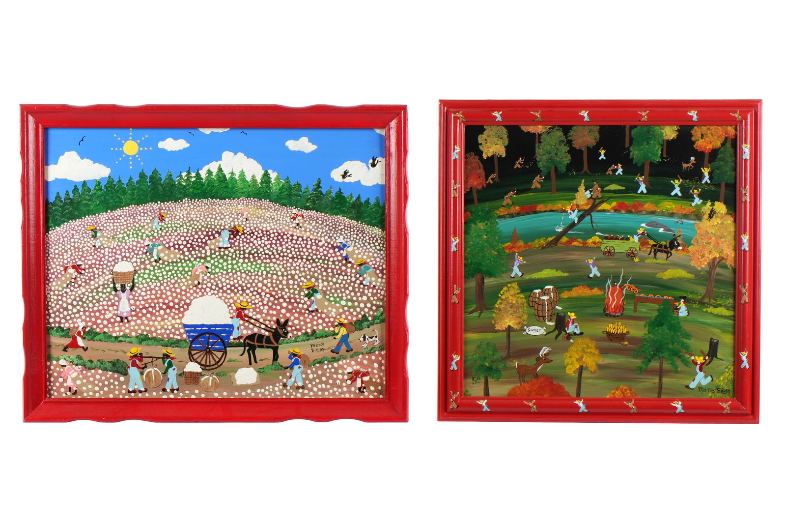 Two Marie Elem Folk Outsider Art Paintings (1 of 5)