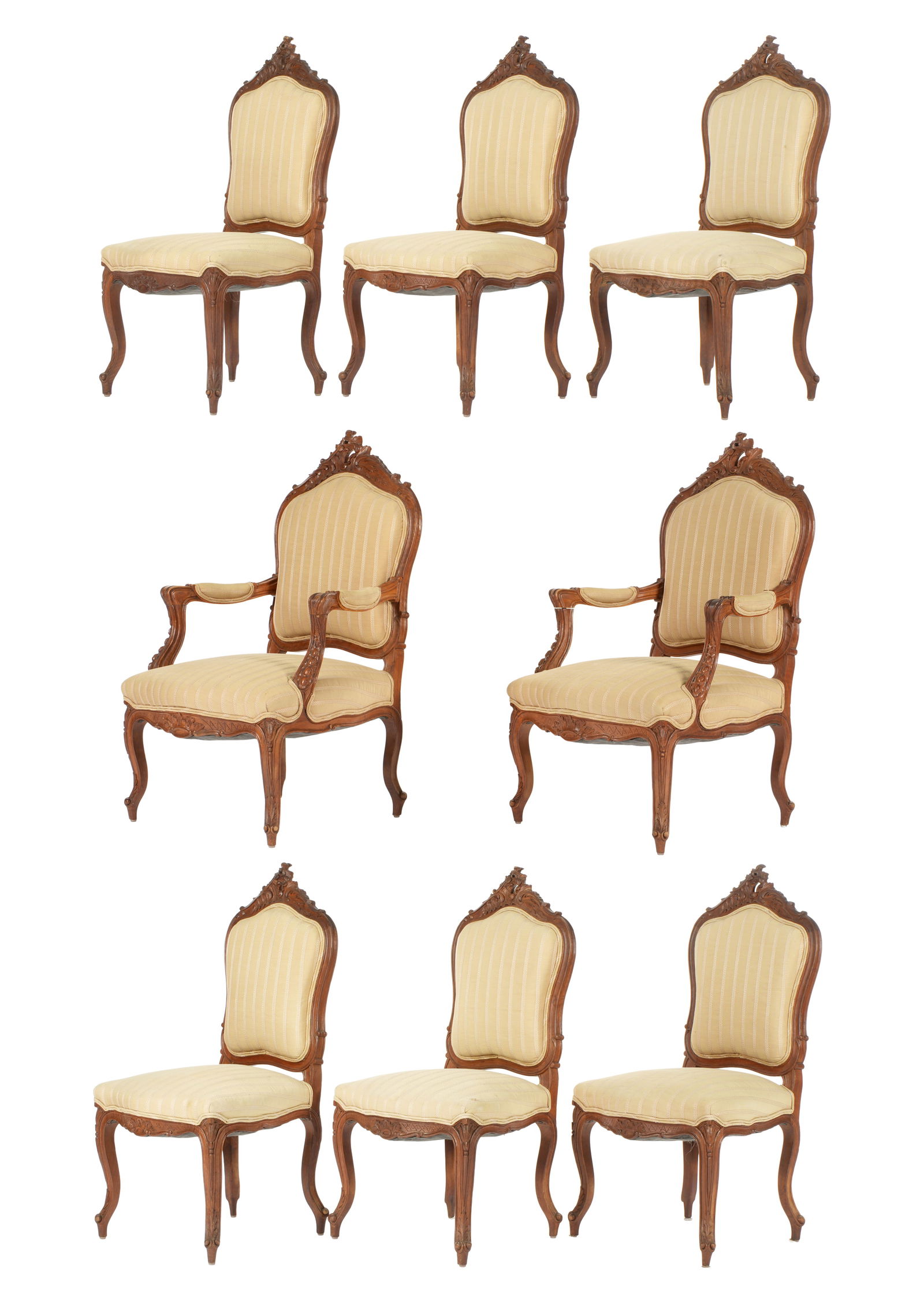 Set of Eight Louis XV Style Dining Chairs (1 of 17)