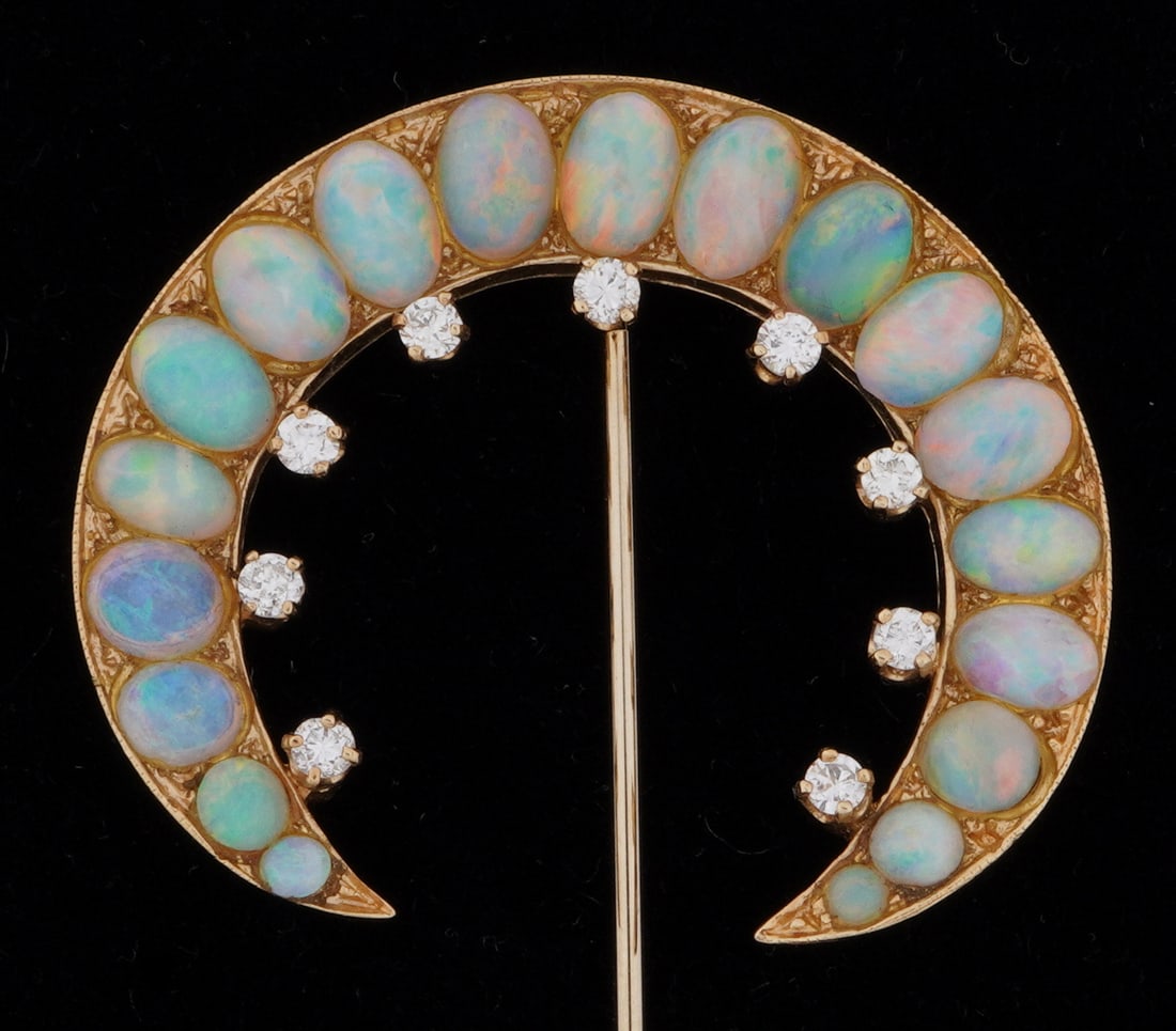 14k Gold / Diamond and Opal Stick / Hat Pin - 3